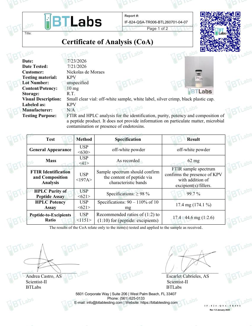 Certificate of Analysis-KPV preview